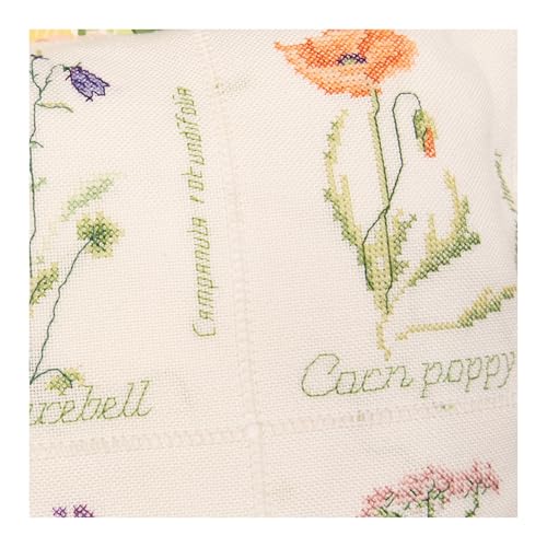 Thea Gouverneur - Counted Cross Stitch Kit - Wild Flower Cushion - Aida - 16 Count - Embroidery Kit for Adults - DMC Embroidery Threads and Other Cross Stitch Supplies Included - 2074A - color: 2074A Aida