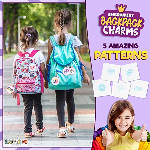 CRAFTILOO Embroidery Kit for Kids - 5 Stamped Beginner Needlepoint Projects - color: 5 Embroidery kit
