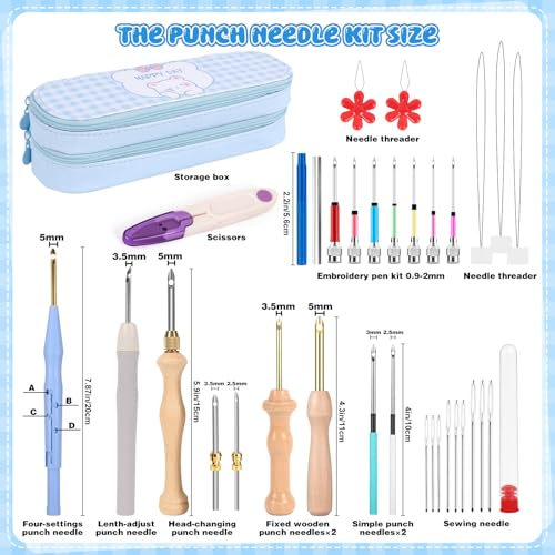 35Pcs Punch Needle Kit Adult Beginner, Adjustable Punch Needle Tool - color: 35Pcs