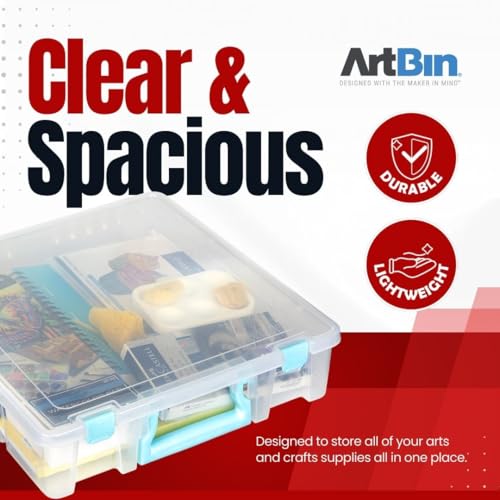 ArtBin Super Satchel 1-Compartment Craft Storage Box, Clear - color: Aqua Accents, size: 1 Pack