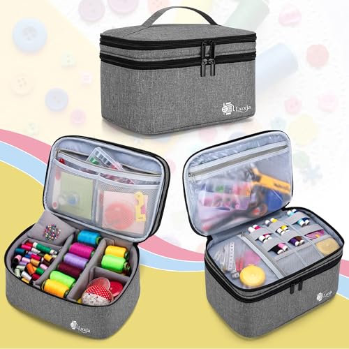 Luxja Double-Layer Large Sewing Organizer, Gray - color: Gray, size: Large