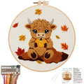 Louise Maelys Highland Cow Embroidery Kit for Beginners（Autumn - color: Highland Cow