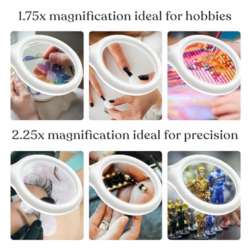 Brightech LightView Flex Magnifying Desk Lamp with Clamp, 1.75X Light Magnifier, Adjustable Magnifying Glass with Light for Crafts, Reading, Close Work - color: White