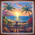 Redxing Stamped Cross Stitch Kits Full Range of Embroidery Starter Kits- Needlepoint Counted Cross Stitch Kits for Beginner Adults 11CT Printed Embroidery Kit-Sunset Afternoon Tea 18x18 inchs - color: DIYArtsKit02