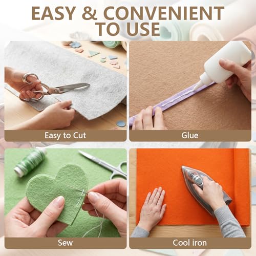 Khaki Soft Felt Sheet 36'' X 36'', 1.4mm Large Felt Fabric Sheet for Crafts - color: Khaki