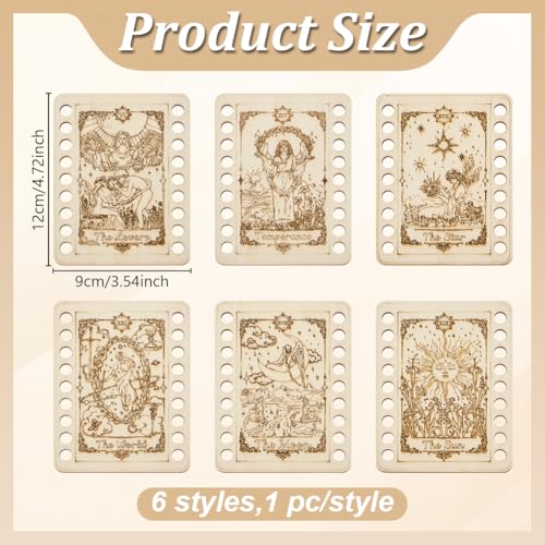 ORIGACH 6 Set Tarot Wooden Embroidery Thread Organizer Cards