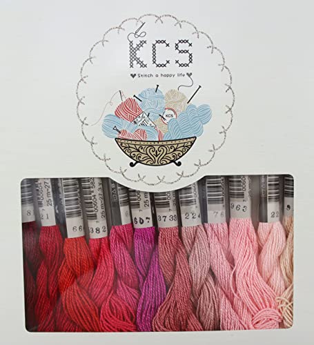 KCS 328 Yards(300 Meters) Mercerized Pearl Cotton Crochet Needlepoint Thread,Size 5, 12 skeins,Mixed Color 07 - color: 12color07, size: 12 skeins