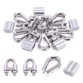 Swpeet 24Pcs M10 (3/8") Wire Rope Accessory Set, Included M10 Wire Rope Cable Clip Clamp, M10 Stainless Steel Thimble, 10mm Aluminum Crimping Loop Sleeve Perfect for 1/8 inch Wire Rope Cable (M10) - size: M10