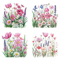 Flower Iron on Transfer Patches for T-Shirt 4 Packs Pink Wildflower Dtf Transfers Ready to Press, Tulip Lily Floral Leaf Iron on Appliques Patches Spring Flower Heat Transfer Vinyl Decal for DIY Craft - color: Pink Wildflower B