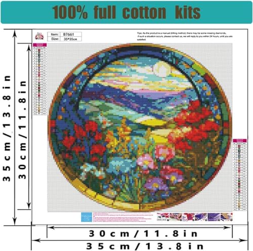 Stamped Cross Stitch Kits - Flower Mountain Landscape Counted Cross Stitch Kits for Beginners Adults,11 CT Patterns Dimensions Embroidery Kits Arts Craft Kits13.8 x 13.8inch - color: Cross Stitch Mountain Flower