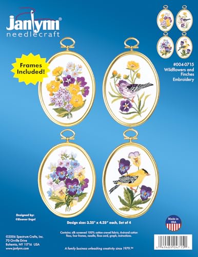 Wildflowers and Finches Stamped for Embroidery Kit