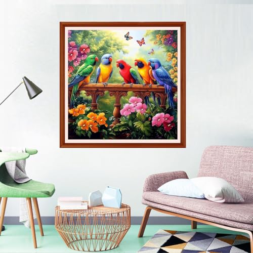 Redxing Counted Cross Stitch Kit for Beginners,Unprinted Needlepoint Kits for Beginners Cross Stitching Embroidery Kit 11CT Stitches kit-Garden Birds 18x18 inch - color: Setpattern15