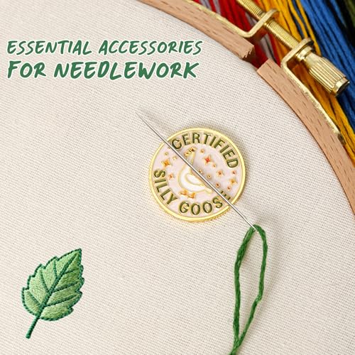 WUSUTE Funny Needle Minder for Cross Stitch, Certified Silly Goose Needle Minder Magnet for Organizing, Embroidery Sewing Needle Holder Needlework Accessories - color: White Certified Silly Goose