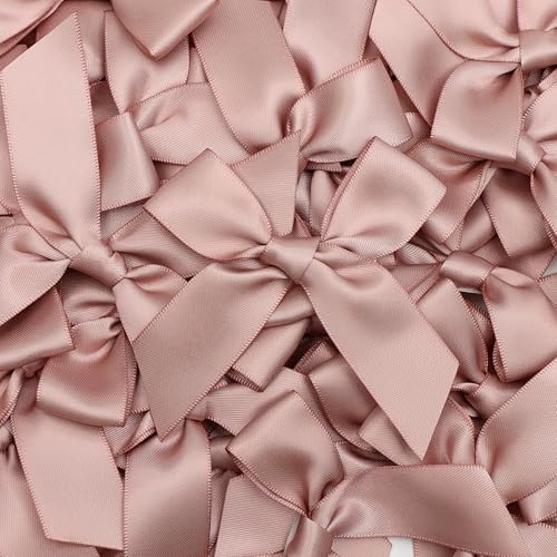 Self Adhesive Dusty Rose Satin Ribbon Bows for Crafts 3", 50 Pack - color: Dusty Rose