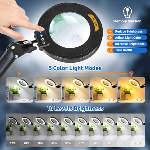 Ultra Long 3-Section Swing Arm 12X 30X Magnifying Glass with Light