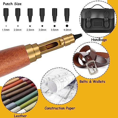 Japanese Screw Punch, Boyistar Wood Handle Belt Hole Puncher - color: Brown
