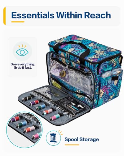 HOMEST Sewing Machine Carry Case, with Shoulder Strap and Front Pocket - color: Floral, size: Sewing Machine Bag Style 1