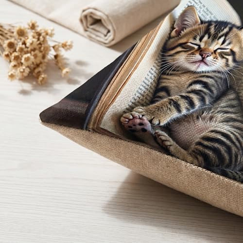 18x18 Cute Cat Linen Square Couch Living Room Animal Pillow Cover - color: Pa10007, size: 18" x 18" (Pack of 1)