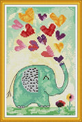 Howie's Needlepoint Cross Stitch Kits, 11CT Pre-Printed Pattern Needlepoint Kits, Full Range of Stamped Starter Kits (Caring Elephant, 8.7 x 13.8 Inch) - color: Caring Elephant