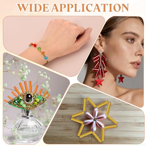 MECCANIXITY 2000pcs Glass Bugle Beads 4/6/9mm Long Tube Cylinder Beads - color: Bright Red