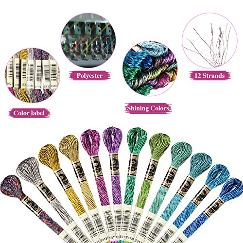 WILLBOND 24 Pcs Metallic Embroidery Floss Cotton Stitch Embroidery Thread Skein Threads Glitter Embroidery Thread Cross Stitch Thread for Friendship Bracelets DIY Thread Crafts(Classic Color) - color: Classic Color