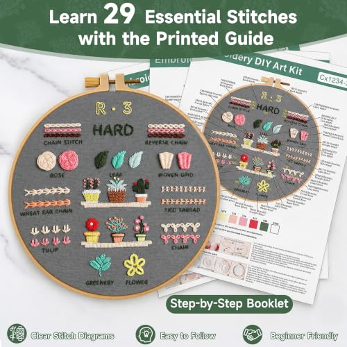 Bofoho 3 Pack Starter Embroidery Kit for Beginners with Simple Patterns - color: 3 Pack