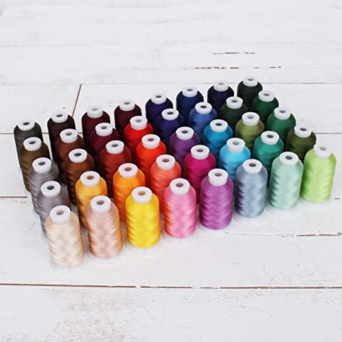 40 Color Set ThreadArt Machine Embroidery Thread, 1000M, Bright - color: SET B - 40 BRIGHTS