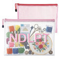 Sabary 2 Pcs Needlepoint Project Bag Clear Mesh Zipper Organizer, Pink - color: Pink