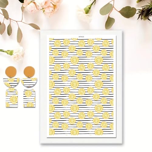 Polymer Clay Transfer Paper, 10 Pcs Lemon Pattern Shape Water Soluble Transfer Sheet for Polymer Clay Earrings Jewelry Making Disposable Stickers DIY Crafts 5.82X3.93 inch - color: Lemon