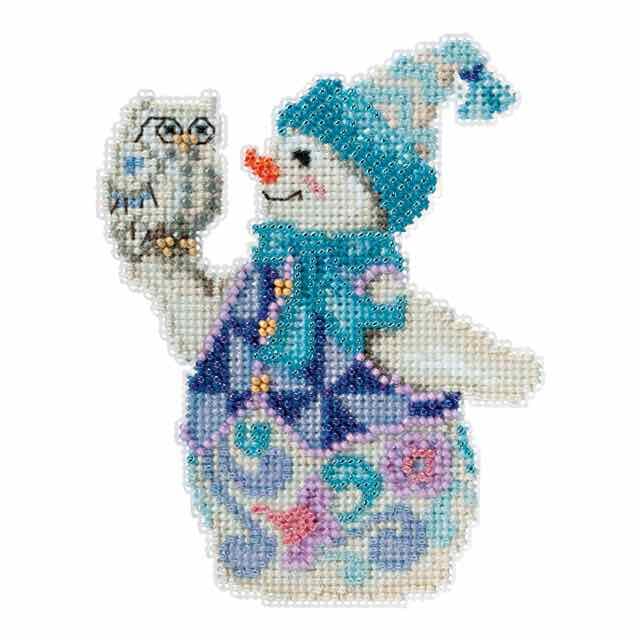 Mill Hill Snowy Owl Snowman Beaded Counted Cross Stitch Ornament Kit 2015 Jim Shore