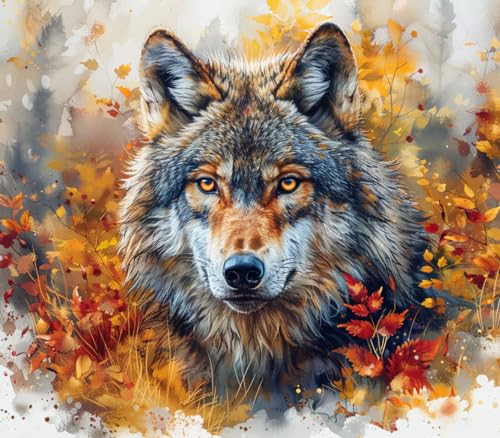 Moohue Stamped Cross Stitch Kits for Adults 14 Count Printed Cross Stitch Kits for Beginners Beautiful Wolf Animal Cross Stitch Patterns Needlepoint kit (Beautiful Wolf) - color: Beautiful Wolf