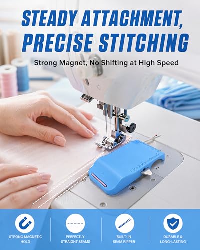 Magnetic Seam Guide for Sewing Machine, with Scale & Seam Ripper - color: Blue