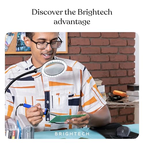 Brightech LightView Pro Flex 2 in 1 Magnifying Desk Lamp, 2.25x Light Magnifier, Adjustable Gooseneck Magnifying Glass with Light for Crafts, Reading, Close Work