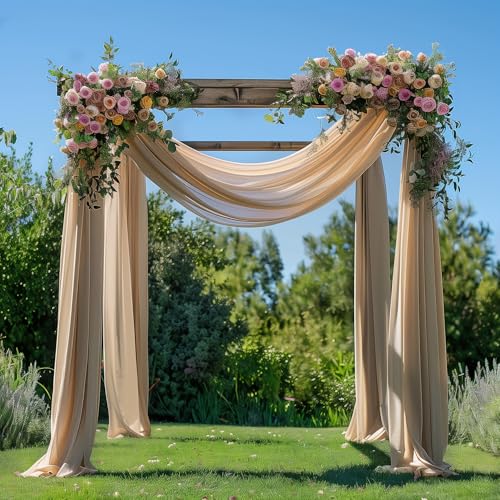 Wedding Arch Draping Fabric 1 Panel Nude Sheer Backdrop Drapes - color: Nude, size: 1 Panel