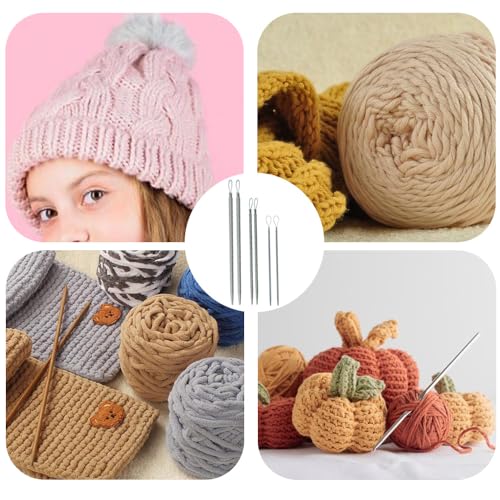 Acoeitl 6 Pcs 3 Size Extra-Long Aluminum Blunt Yarn Needles Large Eye Wool Needles for Yarn Crochet Weaving Darning Tapestry Needle for Beginners Sewing Needles Stitches (5.7 in, 4.5 in, 3.8 in) - style: Grey-5.7In/4.5In/3.8In