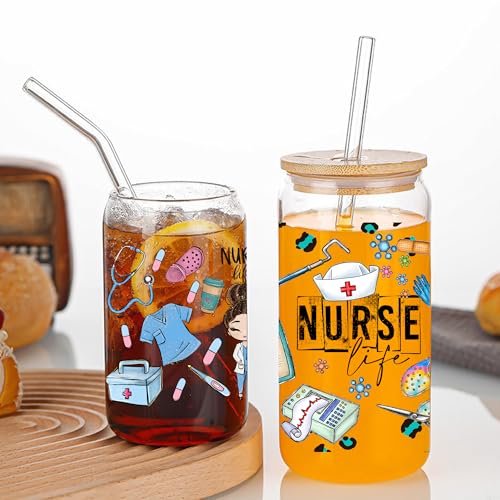 Nurse UV Transfer Sticker 5 Sheet Waterproof 3D Cup Wraps Stickers for 16OZ Glass Mug Rub On Transfer Furniture Craft DIY Crafts - style: Nurse-5PCS