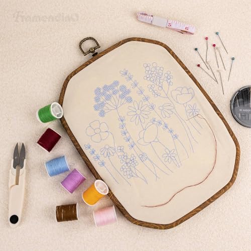 Framendino, 3 Pack Imitated Wood Embroidery Hoop Frame Cross Stitch Hoops Rectangle for Display Sewing Craft Hanging - size: 10" x 7"