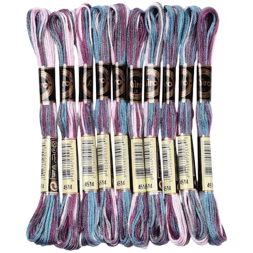 10 Skeins 87.5 Yards Variegated Embroidery Floss for Hand Sewing - color: Dark Purple
