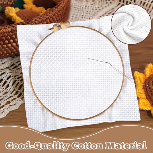 10 PCS White Aida Cloth 14 Count Cross Stitch Fabric (7×7 Inch) - size: 7 × 7 Inch