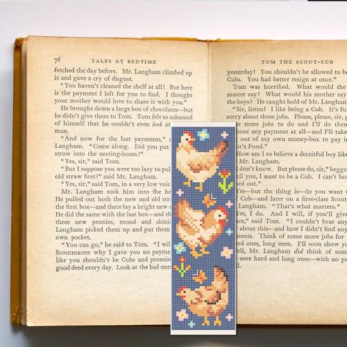 FREEBLOSS 6 Set Cross Stitch Bookmark Kit for Beginner Adults Farm Animal Stamped Embroidery Bookmark Kits Cross Stitch Kits with Instruction Bookmarks Making Kit for Book Lovers 8x2.4in/20x6cm - style: Goose&Barn&Blanket