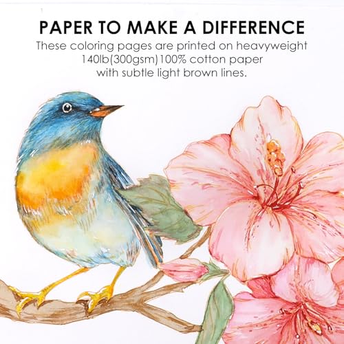 Grabie Watercolor Coloring Book, 15 A5 Cotton Sheets, Flower Themed - color: Floral