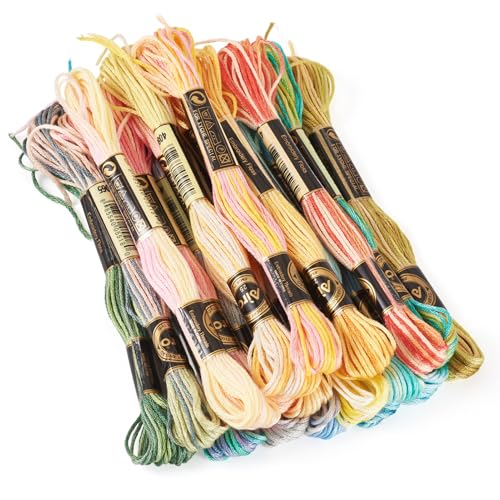 FASHEWELRY 18 Skeins Embroidery Floss Thread 0.5mm Cross Stitch Threads 6-Ply Embroidery String Segment Dyed Multi Color Bracelet Cord for DIY Sewing Stitching Crafts Bracelet Making - color: 18 Colors, size: 0.5mm