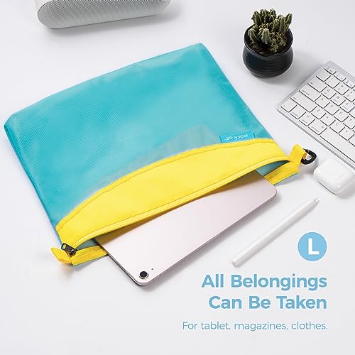 pack all Water-Resistant Zipper Pouch, Mesh Zipper Bag, 14.17"x10.23" - color: Blue, size: Large