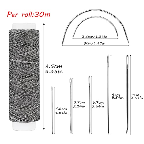 Waxed Thread, Upholstery Needle and Thread 32 Yards Dark Gray - color: Dark Gray, size: 32Yard