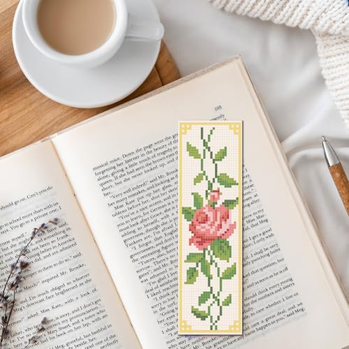FREEBLOSS 6 Set 11CT Cross Stitch Bookmark Kit 8"x2.4" Vine Flowers - style: Floral Plant