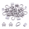Swpeet 24Pcs M3 (5/16") Wire Rope Accessory Set, Included M3 Wire Rope Cable Clip Clamp, M3 Stainless Steel Thimble, 3mm Aluminum Crimping Loop Sleeve Perfect for 1/8 inch Wire Rope Cable (M3) - size: M3