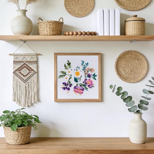 Zerzsy 7.87 '' Embroidery Kits Plant Flower Leaf English Letter Patterns for Beginners Adults, Easy to Learn Cross Stitch Kit for Home Office Decor - color: Letter D