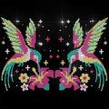 ANATTASOUL Hummingbirds & Flowers 11.6"x8.2" Rhinestone Iron on Patches - style: Hummingbirds and Flowers