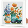 Tiwabb Flower Stamped Cross Stitch Kits for Adults Beginners with Frame - color: Bottle Flowers Cross Stitch with Frame