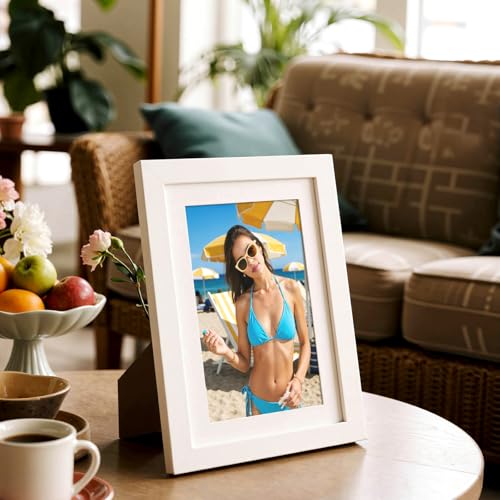 HappyHapi 5x7 Picture Frames Set of 10, Wall or Tabletop Display, White - color: White, size: 5x7 inch